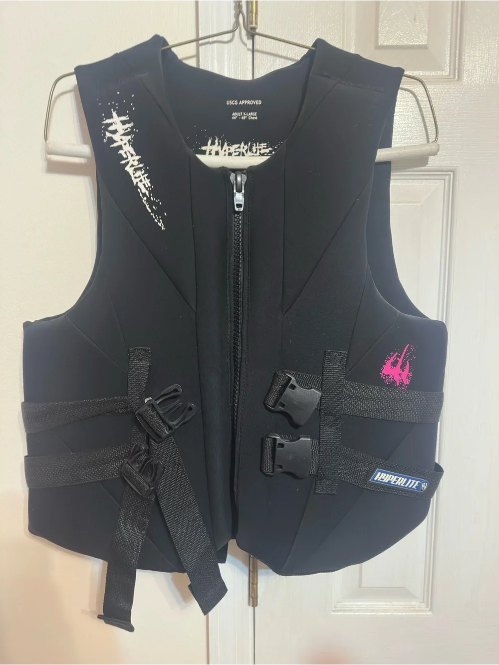 Hyperlite Men's Black Swim Vest with Pink Accent